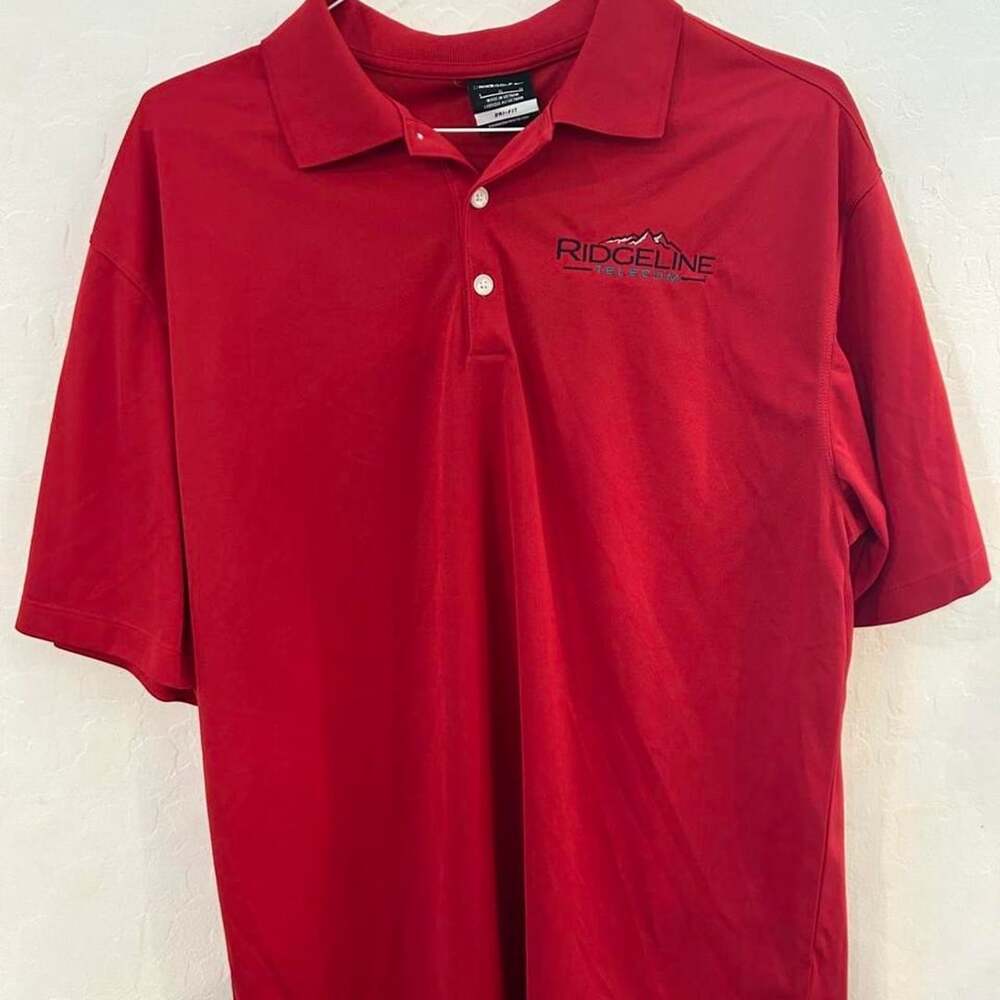 Nike Golf Polo Shirt Size L Red Ridgeline Telecom Dri-FIT NWT